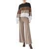 imageDisamer Women Knitted Outfits High Neck Sweater Wide Leg Pant Set 2 Pieces Long Sleeve Pullover TopsColor Black