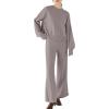 imageDisamer Women Knitted Outfits High Neck Sweater Wide Leg Pant Set 2 Pieces Long Sleeve Pullover TopsPure Khaki