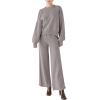 imageDisamer Women Knitted Outfits High Neck Sweater Wide Leg Pant Set 2 Pieces Long Sleeve Pullover TopsPure Khaki