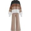 imageDisamer Women Knitted Outfits High Neck Sweater Wide Leg Pant Set 2 Pieces Long Sleeve Pullover TopsColor Black