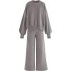 imageDisamer Women Knitted Outfits High Neck Sweater Wide Leg Pant Set 2 Pieces Long Sleeve Pullover TopsPure Khaki