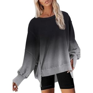 imageDisamer Womens Crew Neck Sweatshirts Teen Girls Tie Dye Oversized Fall Clothes 2025 Outfits Long Sleeve Pullover TopsDye Black