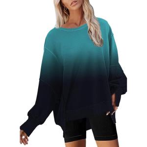 imageDisamer Womens Crew Neck Sweatshirts Teen Girls Tie Dye Oversized Fall Clothes 2025 Outfits Long Sleeve Pullover TopsDye Green