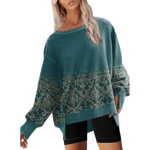 imageDisamer Womens Crew Neck Sweatshirts Teen Girls Tie Dye Oversized Fall Clothes 2025 Outfits Long Sleeve Pullover TopsFlower Print