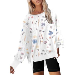 imageDisamer Womens Crew Neck Sweatshirts Teen Girls Tie Dye Oversized Fall Clothes 2025 Outfits Long Sleeve Pullover TopsFlower Strew