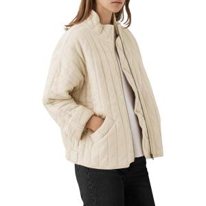 imageDisamer Womens Quilted Jackets Lightweight Trendy Zip Up Long Sleeve Causal Warm Winter Oversized Coat with Pockets