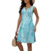 imageDisamer Beach Dresses for Women 2025 Vacation Swim Cover up VNeck Summer Dress Button Down Sleeveless Boho Floral SundressDewdrop Blue