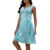 imageDisamer Beach Dresses for Women 2025 Vacation Swim Cover up VNeck Summer Dress Button Down Sleeveless Boho Floral SundressDewdrop Blue