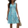imageDisamer Beach Dresses for Women 2025 Vacation Swim Cover up VNeck Summer Dress Button Down Sleeveless Boho Floral SundressDewdrop Blue