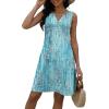 imageDisamer Beach Dresses for Women 2025 Vacation Swim Cover up VNeck Summer Dress Button Down Sleeveless Boho Floral SundressDewdrop Blue