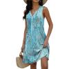 imageDisamer Beach Dresses for Women 2025 Vacation Swim Cover up VNeck Summer Dress Button Down Sleeveless Boho Floral SundressDewdrop Blue