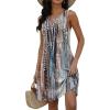 imageDisamer Beach Dresses for Women 2025 Vacation Swim Cover up VNeck Summer Dress Button Down Sleeveless Boho Floral SundressDewdrop Brown
