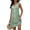 imageDisamer Beach Dresses for Women 2025 Vacation Swim Cover up VNeck Summer Dress Button Down Sleeveless Boho Floral SundressDewdrop Green
