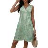 imageDisamer Beach Dresses for Women 2025 Vacation Swim Cover up VNeck Summer Dress Button Down Sleeveless Boho Floral SundressDewdrop Green