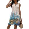 imageDisamer Beach Dresses for Women 2025 Vacation Swim Cover up VNeck Summer Dress Button Down Sleeveless Boho Floral SundressFloral Leopard