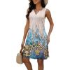 imageDisamer Beach Dresses for Women 2025 Vacation Swim Cover up VNeck Summer Dress Button Down Sleeveless Boho Floral SundressFloral Leopard