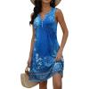 imageDisamer Beach Dresses for Women 2025 Vacation Swim Cover up VNeck Summer Dress Button Down Sleeveless Boho Floral SundressFloral Navy