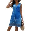imageDisamer Beach Dresses for Women 2025 Vacation Swim Cover up VNeck Summer Dress Button Down Sleeveless Boho Floral SundressFloral Navy