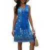 imageDisamer Beach Dresses for Women 2025 Vacation Swim Cover up VNeck Summer Dress Button Down Sleeveless Boho Floral SundressFloral Navy