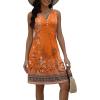 imageDisamer Beach Dresses for Women 2025 Vacation Swim Cover up VNeck Summer Dress Button Down Sleeveless Boho Floral SundressFloral Orange