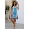 imageDisamer Beach Dresses for Women 2025 Vacation Swim Cover up VNeck Summer Dress Button Down Sleeveless Boho Floral SundressFlower Wallpaper Blue