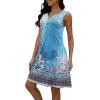 imageDisamer Beach Dresses for Women 2025 Vacation Swim Cover up VNeck Summer Dress Button Down Sleeveless Boho Floral SundressFlower Wallpaper Blue