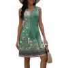 imageDisamer Beach Dresses for Women 2025 Vacation Swim Cover up VNeck Summer Dress Button Down Sleeveless Boho Floral SundressFlower Wallpaper Green