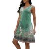 imageDisamer Beach Dresses for Women 2025 Vacation Swim Cover up VNeck Summer Dress Button Down Sleeveless Boho Floral SundressFlower Wallpaper Green