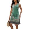 imageDisamer Beach Dresses for Women 2025 Vacation Swim Cover up VNeck Summer Dress Button Down Sleeveless Boho Floral SundressFlower Wallpaper Green