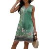 imageDisamer Beach Dresses for Women 2025 Vacation Swim Cover up VNeck Summer Dress Button Down Sleeveless Boho Floral SundressFlower Wallpaper Green
