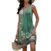 imageDisamer Beach Dresses for Women 2025 Vacation Swim Cover up VNeck Summer Dress Button Down Sleeveless Boho Floral SundressFlower Wallpaper Green