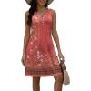 imageDisamer Beach Dresses for Women 2025 Vacation Swim Cover up VNeck Summer Dress Button Down Sleeveless Boho Floral SundressFlower Wallpaper Red
