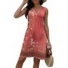 imageDisamer Beach Dresses for Women 2025 Vacation Swim Cover up VNeck Summer Dress Button Down Sleeveless Boho Floral SundressFlower Wallpaper Red