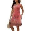 imageDisamer Beach Dresses for Women 2025 Vacation Swim Cover up VNeck Summer Dress Button Down Sleeveless Boho Floral SundressFlower Wallpaper Red