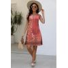 imageDisamer Beach Dresses for Women 2025 Vacation Swim Cover up VNeck Summer Dress Button Down Sleeveless Boho Floral SundressFlower Wallpaper Red