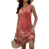 imageDisamer Beach Dresses for Women 2025 Vacation Swim Cover up VNeck Summer Dress Button Down Sleeveless Boho Floral SundressFlower Wallpaper Red