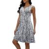 imageDisamer Beach Dresses for Women 2025 Vacation Swim Cover up VNeck Summer Dress Button Down Sleeveless Boho Floral SundressPrint Lines