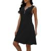 imageDisamer Beach Dresses for Women 2025 Vacation Swim Cover up VNeck Summer Dress Button Down Sleeveless Boho Floral SundressPure Black