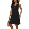 imageDisamer Beach Dresses for Women 2025 Vacation Swim Cover up VNeck Summer Dress Button Down Sleeveless Boho Floral SundressPure Black