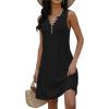 imageDisamer Beach Dresses for Women 2025 Vacation Swim Cover up VNeck Summer Dress Button Down Sleeveless Boho Floral SundressPure Black
