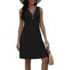 imageDisamer Beach Dresses for Women 2025 Vacation Swim Cover up VNeck Summer Dress Button Down Sleeveless Boho Floral SundressPure Black