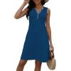 imageDisamer Beach Dresses for Women 2025 Vacation Swim Cover up VNeck Summer Dress Button Down Sleeveless Boho Floral SundressPure Blue