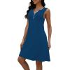 imageDisamer Beach Dresses for Women 2025 Vacation Swim Cover up VNeck Summer Dress Button Down Sleeveless Boho Floral SundressPure Blue