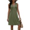 imageDisamer Beach Dresses for Women 2025 Vacation Swim Cover up VNeck Summer Dress Button Down Sleeveless Boho Floral SundressPure Green