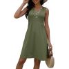 imageDisamer Beach Dresses for Women 2025 Vacation Swim Cover up VNeck Summer Dress Button Down Sleeveless Boho Floral SundressPure Green