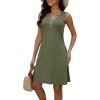 imageDisamer Beach Dresses for Women 2025 Vacation Swim Cover up VNeck Summer Dress Button Down Sleeveless Boho Floral SundressPure Green