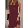 imageDisamer Beach Dresses for Women 2025 Vacation Swim Cover up VNeck Summer Dress Button Down Sleeveless Boho Floral SundressPure Red
