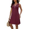 imageDisamer Beach Dresses for Women 2025 Vacation Swim Cover up VNeck Summer Dress Button Down Sleeveless Boho Floral SundressPure Red