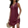 imageDisamer Beach Dresses for Women 2025 Vacation Swim Cover up VNeck Summer Dress Button Down Sleeveless Boho Floral SundressPure Red