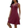imageDisamer Beach Dresses for Women 2025 Vacation Swim Cover up VNeck Summer Dress Button Down Sleeveless Boho Floral SundressPure Red